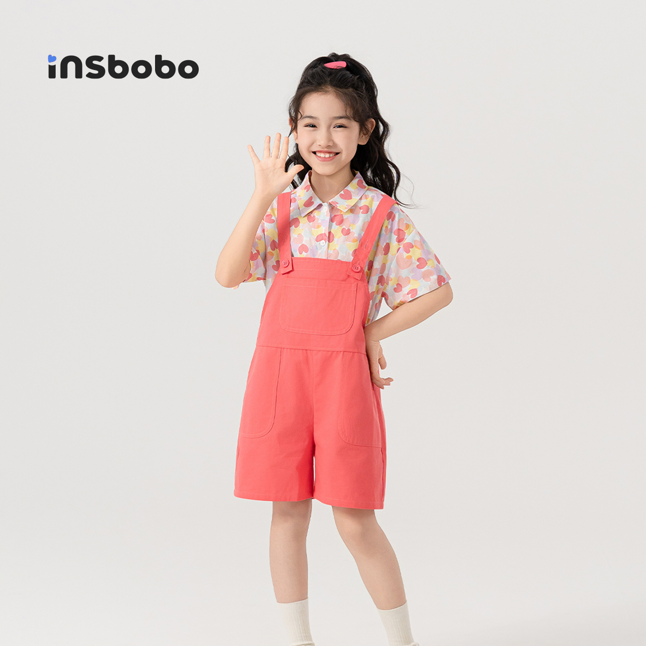 INSbobo童装女童套装2025夏季新款休闲背带裤两件套洋气女孩衬衫