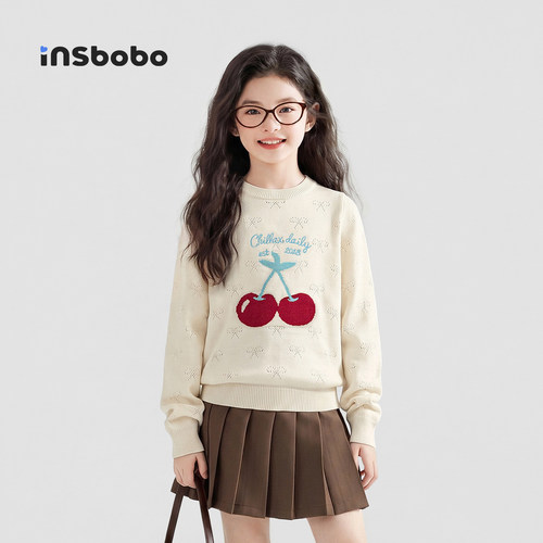 INSbobo儿童毛衣提花圆领毛衣