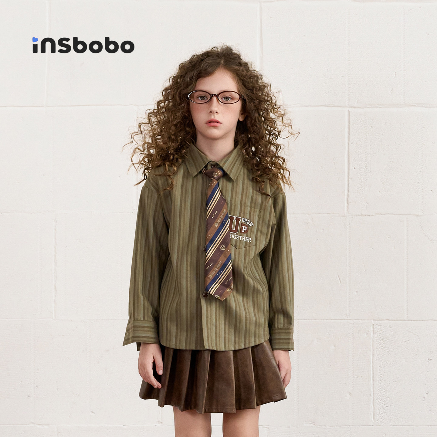 INSbobo儿童衬衫休闲条纹衬衫