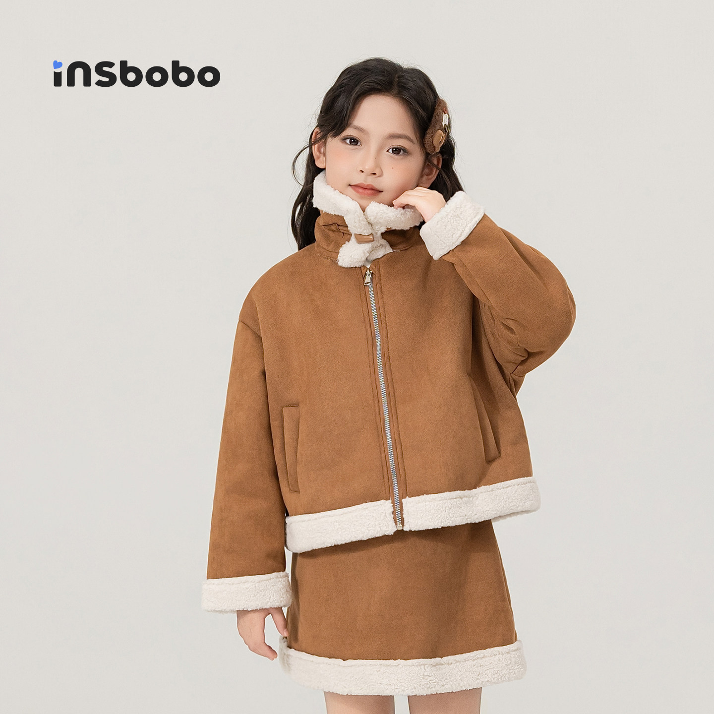 INSbobo儿童外套皮毛一体外套