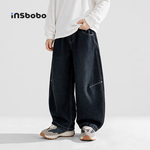 INSbobo儿童裤子弯刀软牛仔裤