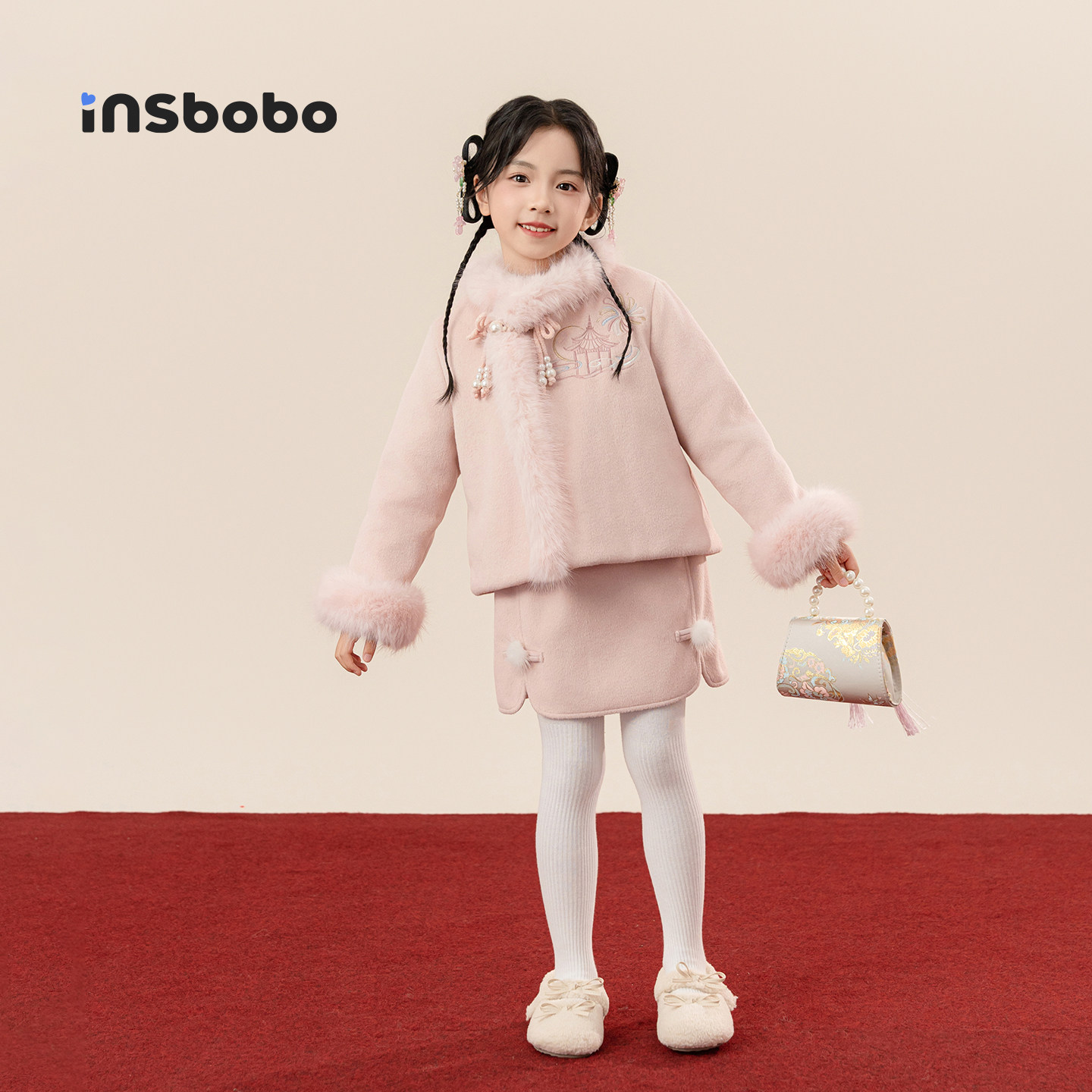 INSbobo儿童唐装绣花盘扣唐装