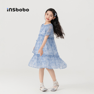 INSbobo童裝 甜美兒童裙子流行女孩衣服海邊夏裙薄 女童連衣裙新款