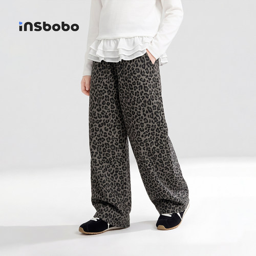INSbobo儿童裤子豹纹休闲裤