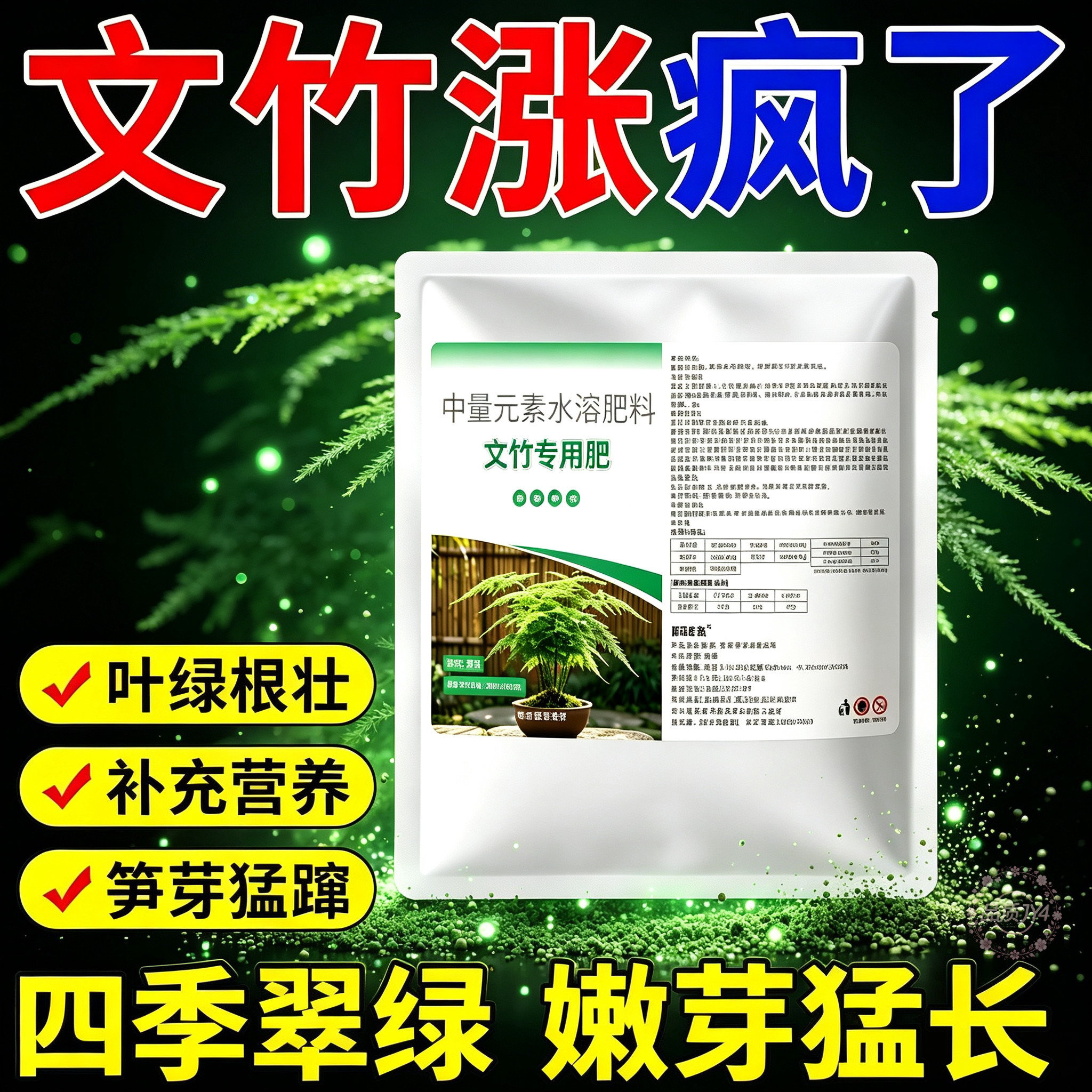 文竹四季有机爆芽肥促生长防黄瘦