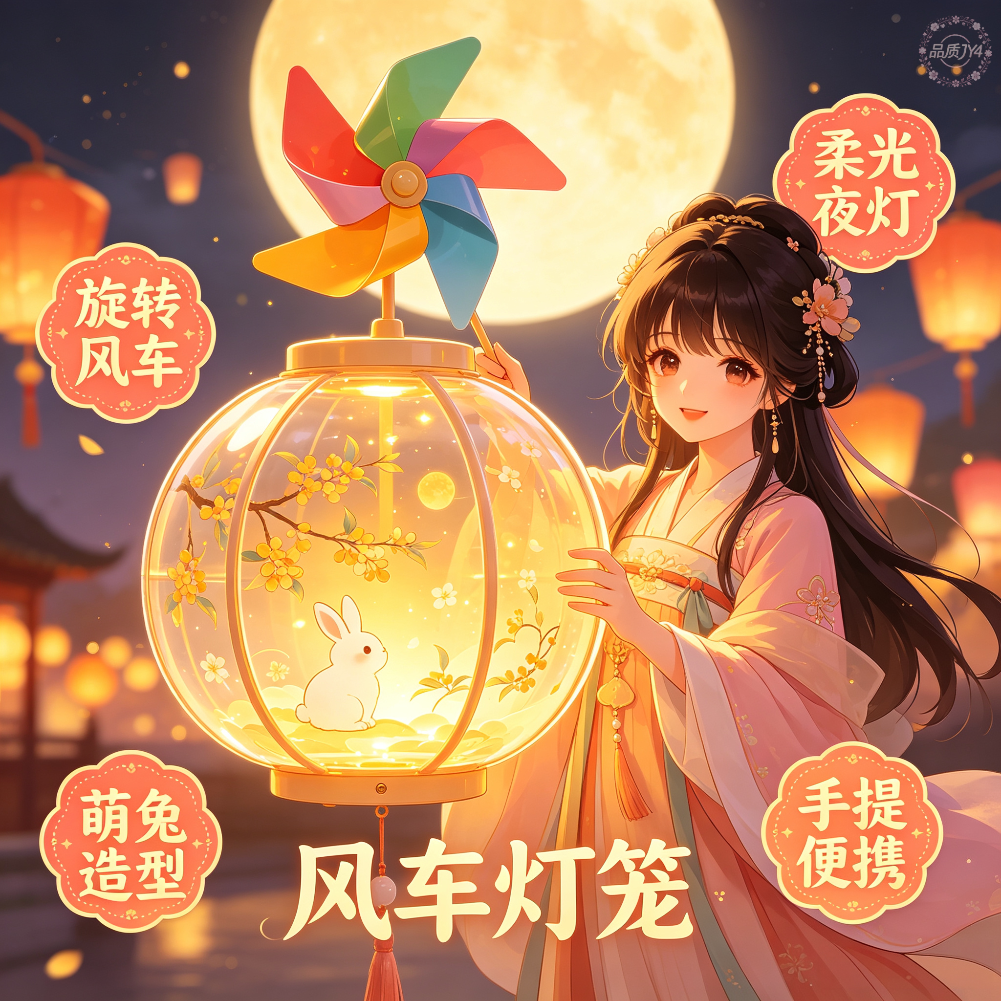中秋非遗古风旋转花灯DIY材料