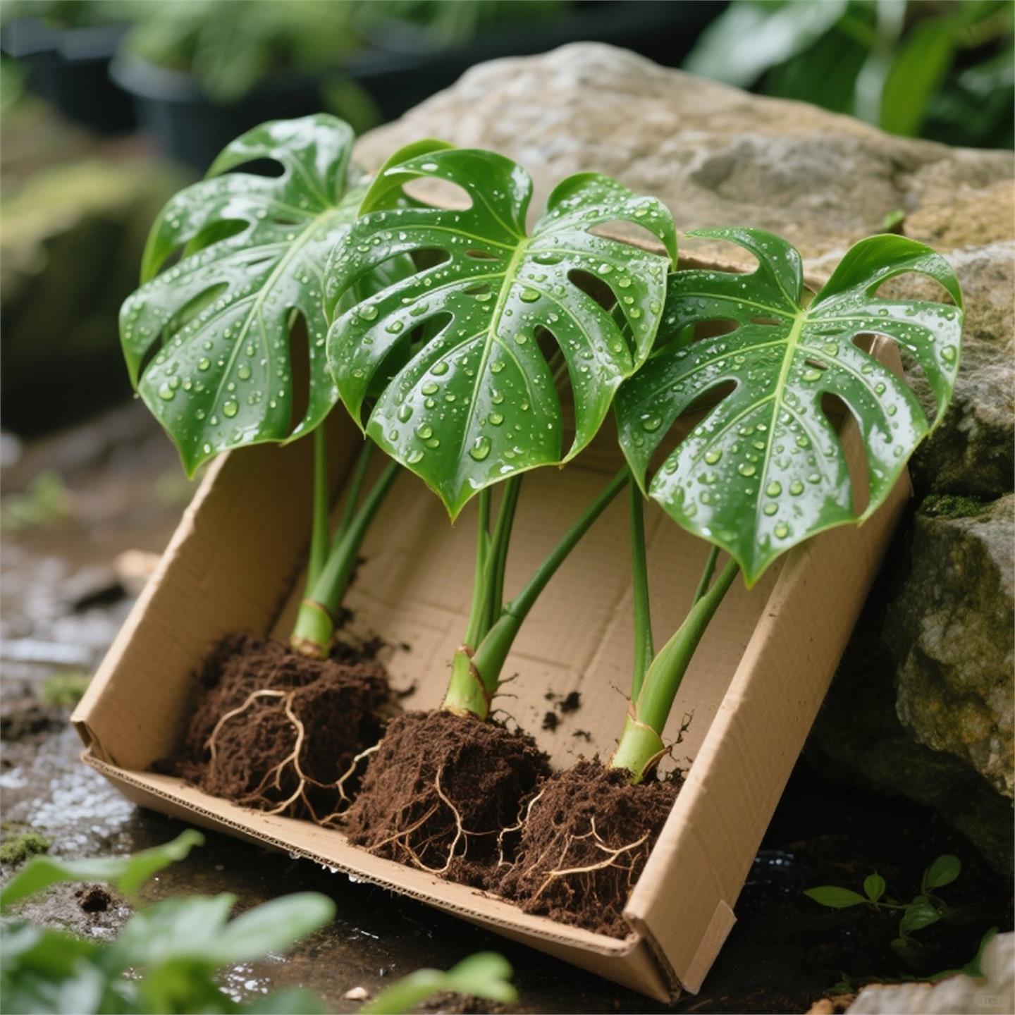 大叶龟背竹开背老桩盆栽室内