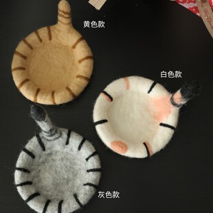 饰碗垫子生日礼物 卡通可爱呆萌小猫羊毛毡杯垫家用实用隔热杯垫装