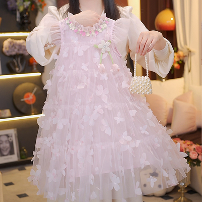 【BK】【送帽子胸针】女童蝴蝶网纱连衣裙夏季新款公主裙HCF095