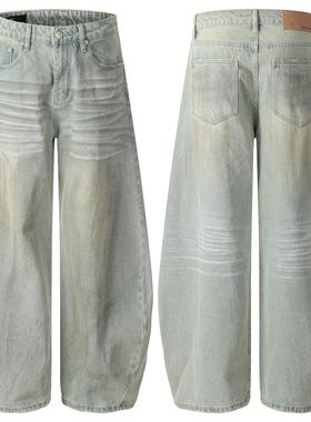 DECEYE 澳洲轻奢硬挺复古宽松废土风弯刀牛仔裤男女高级感裤子