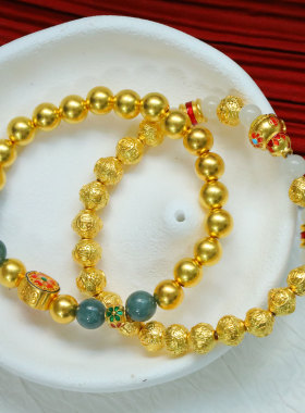 盛尊金包银手链翡翠珐琅彩葫芦