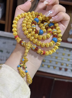 盛尊金包银南瓜珠多圈项链女