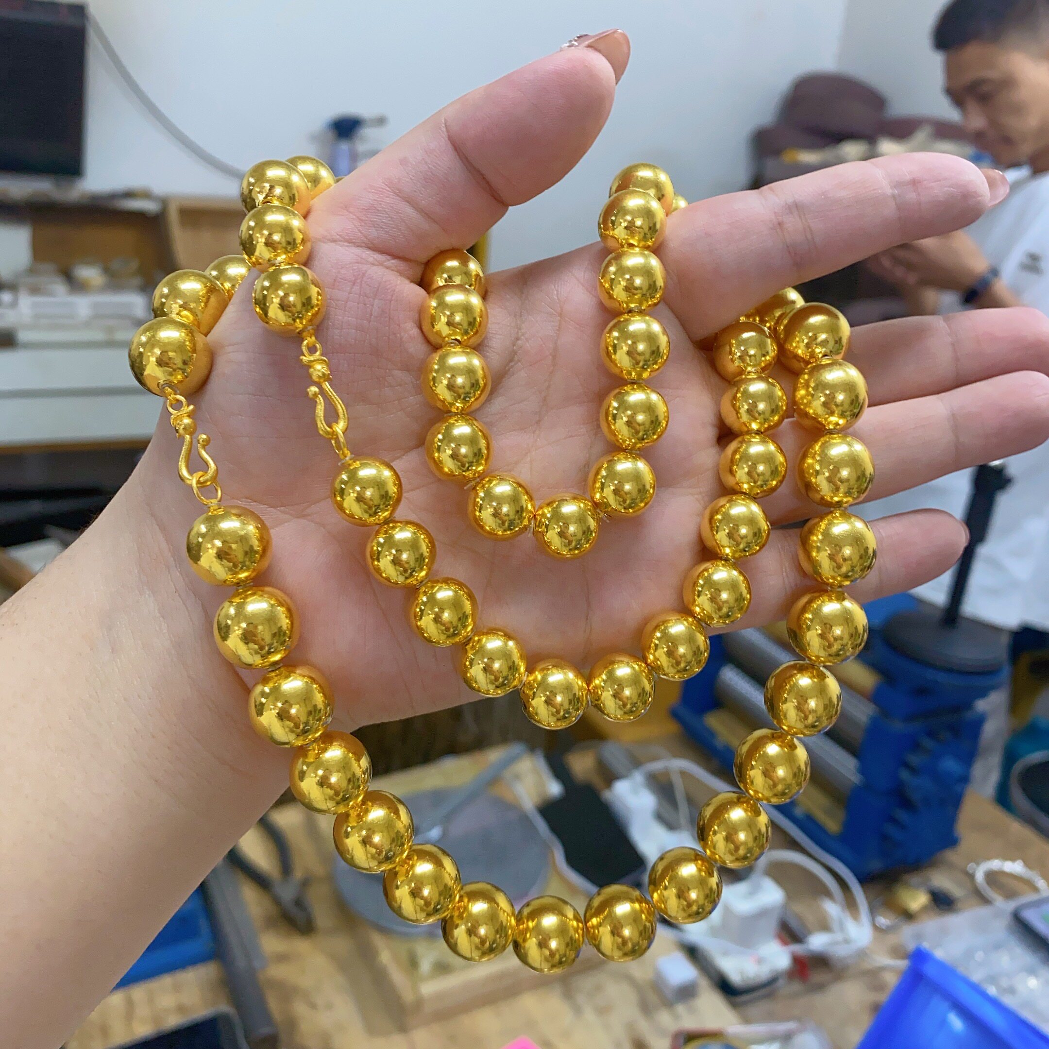 金店同款光珠圆珠项串经典佛珠可diy黄金包银散珠女项链转运珠