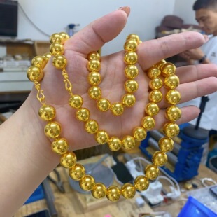 金店同款光珠圆珠项串经典佛珠可diy黄金包银散珠女项链转运珠