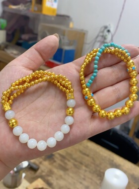 金包银手链绿松石手串黄金包银