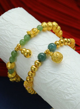 盛尊古法金包银手串翡翠和田玉