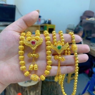 黄金包银天使之翼项串丘比特之心金包银项链可diy散珠七夕节礼物