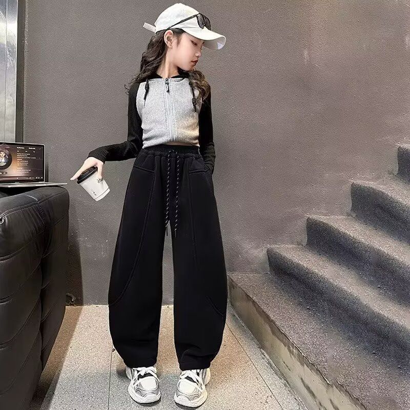 女童裤子春秋2025新款儿童阔腿裤
