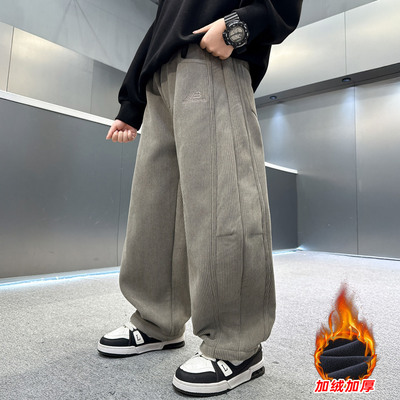 男童加绒裤子秋冬款2025新款
