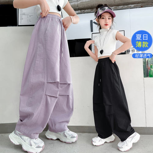 女童夏装薄款工装裤儿童夏季宽松裤子2026新款中大童女孩休闲长裤