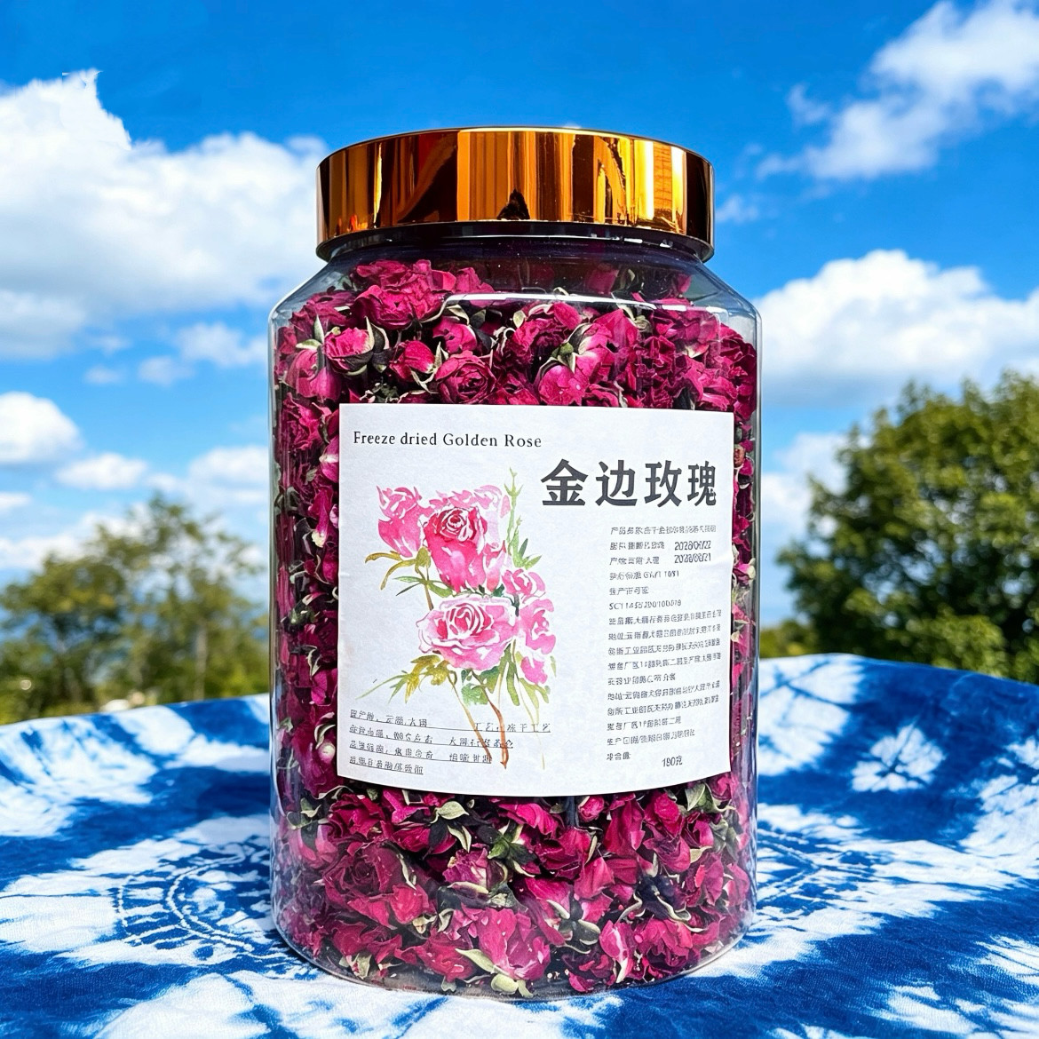 云南冻干金边玫瑰180g花茶可食用大理花茶旅游特产伴手礼女生无硫