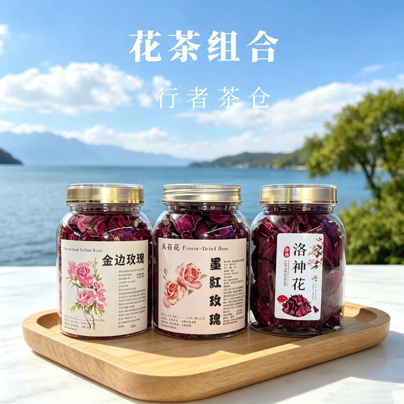 云南冻干洛神花玫瑰茄中药材伴手礼墨红玫瑰金边玫瑰花茶解暑泡水