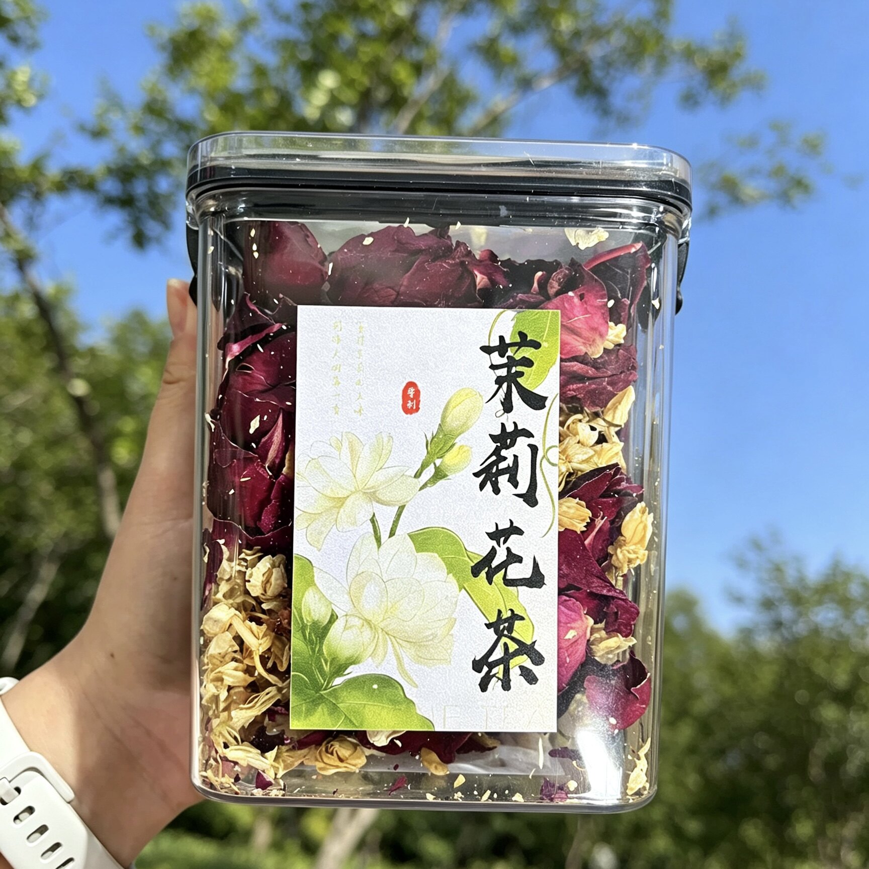 云南花茶冻干墨红玫瑰茉莉大朵罐装礼盒泡水茉莉玫瑰云南特产无硫