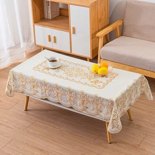 桌布防水防油免洗防烫长方形餐桌布茶几垫塑料台布套客厅烫金桌布