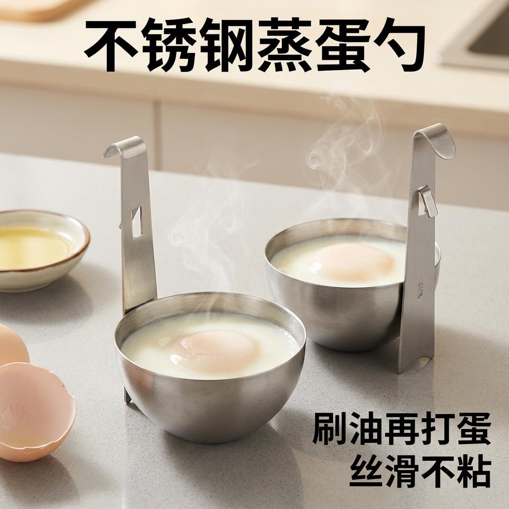 挂耳式水煮荷包蛋煮蛋器家用不锈钢煮鸡蛋神器早餐蛋汤分离蒸蛋勺