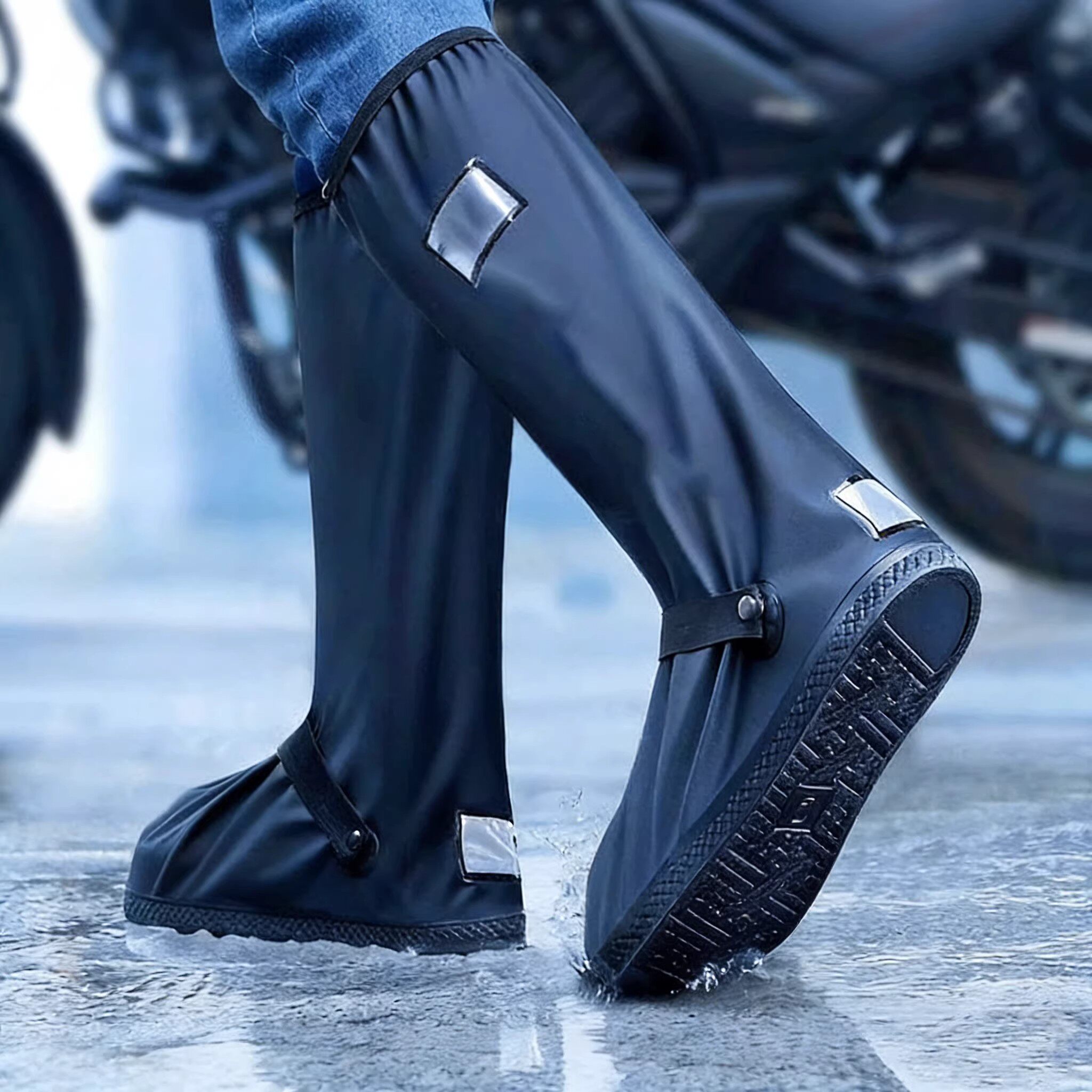 雨鞋套防水加厚耐磨防滑男款防雨高筒鞋套雨天水鞋女下雨脚套雨靴