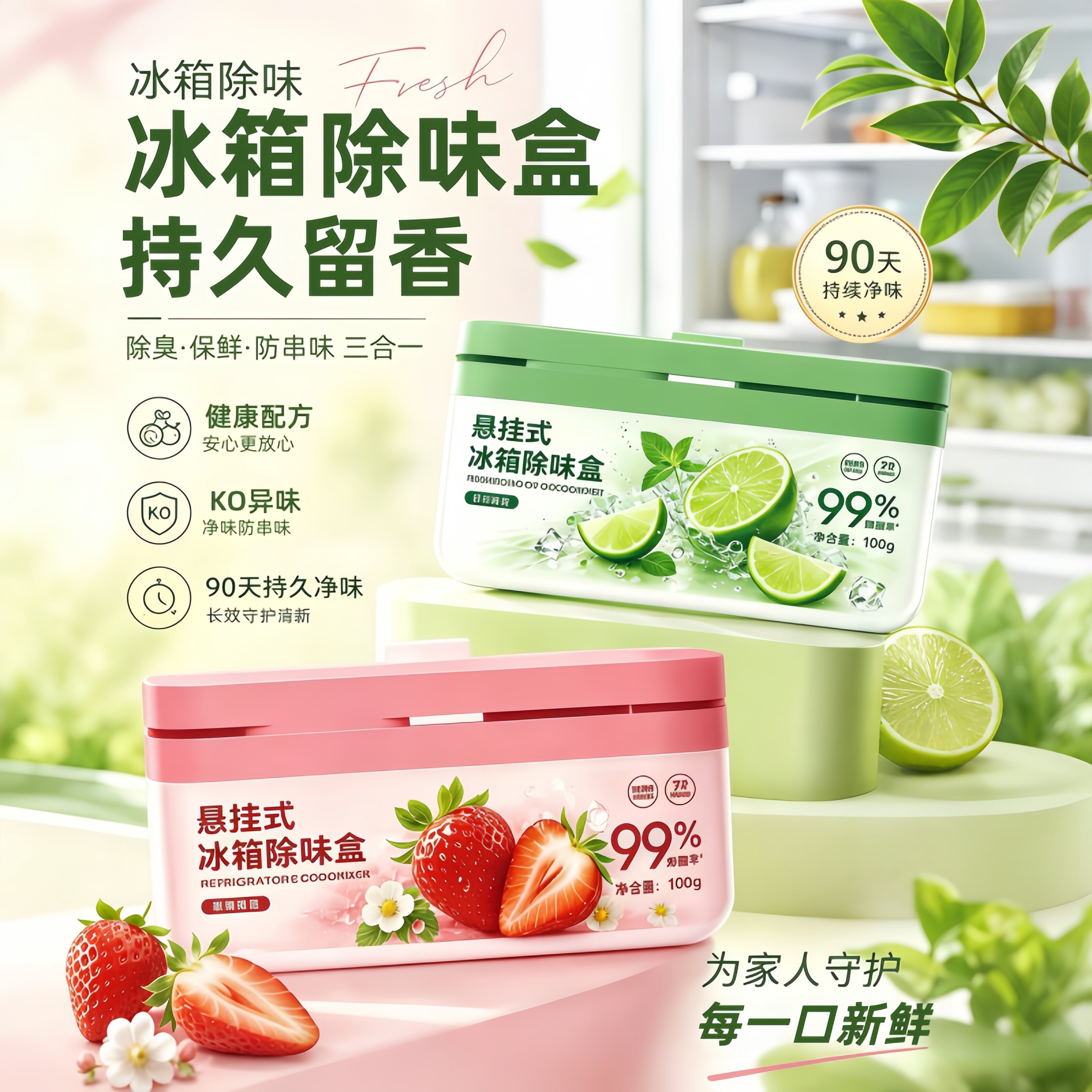 升级悬挂冰箱除味盒抑菌防串味