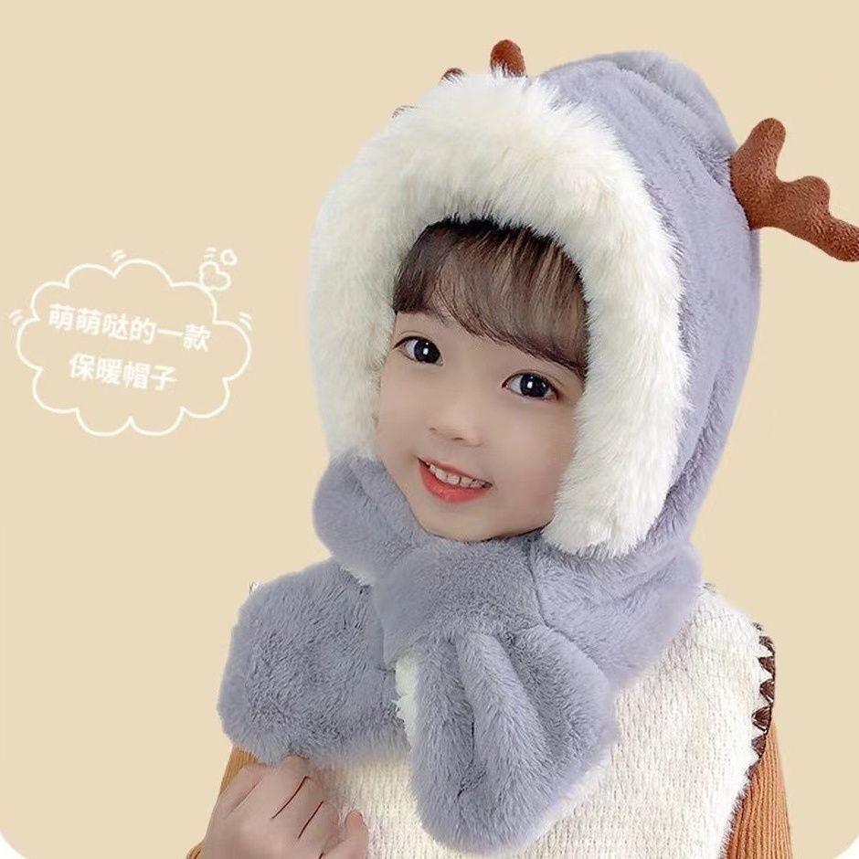 冬季儿童帽子围巾一体保暖