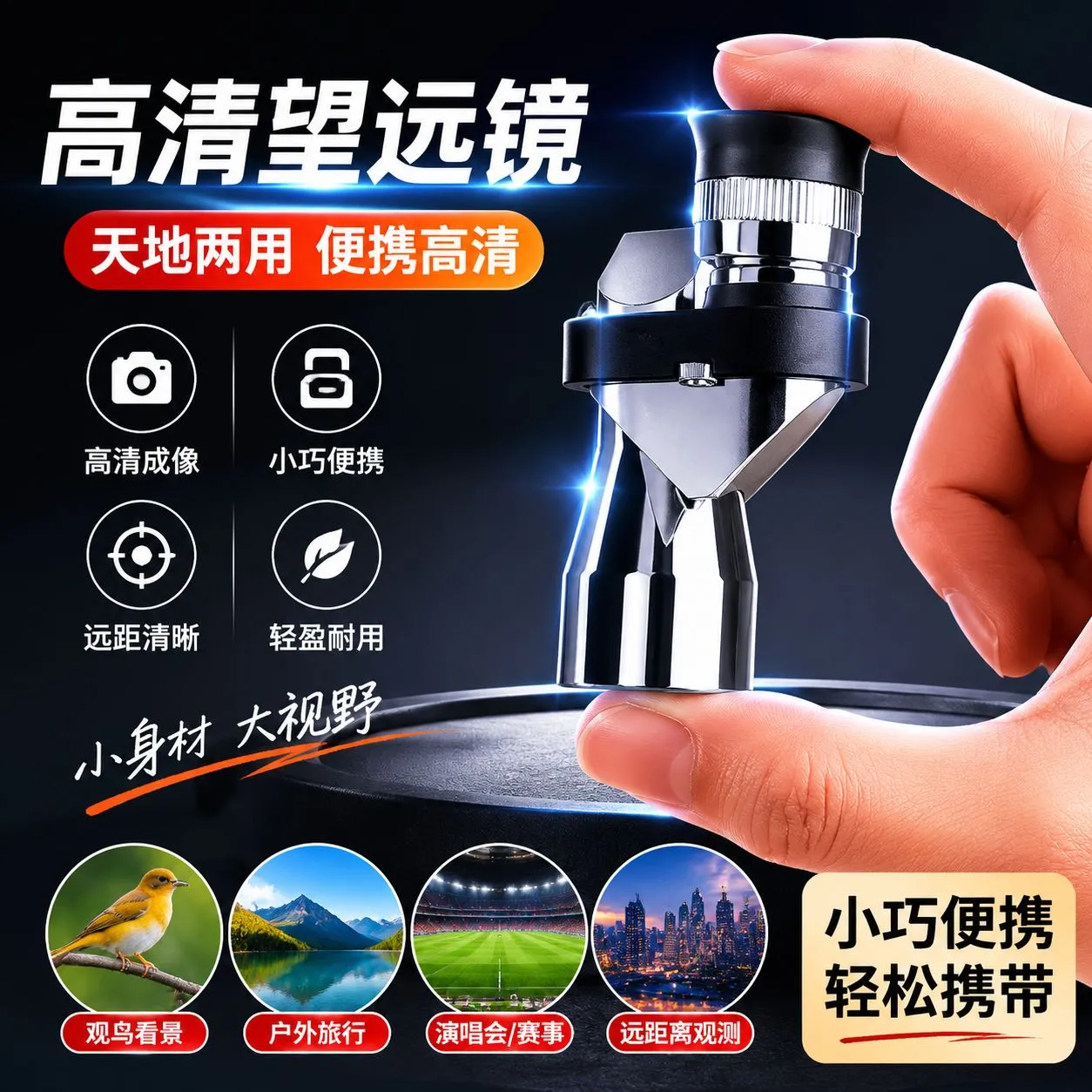 拐角迷你高清高倍单筒望远镜