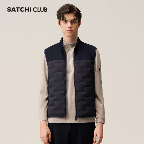 SATCHICLUB沙驰高尔夫男士THERMOFEEL轻量羽绒衣保暖时尚羽绒马甲