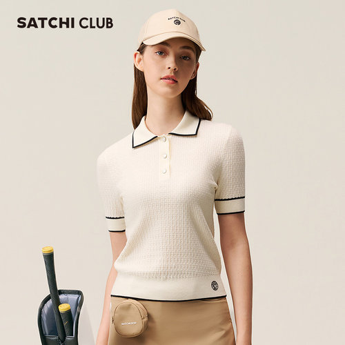 SATCHICLUB撞色修身羊毛POLO衫