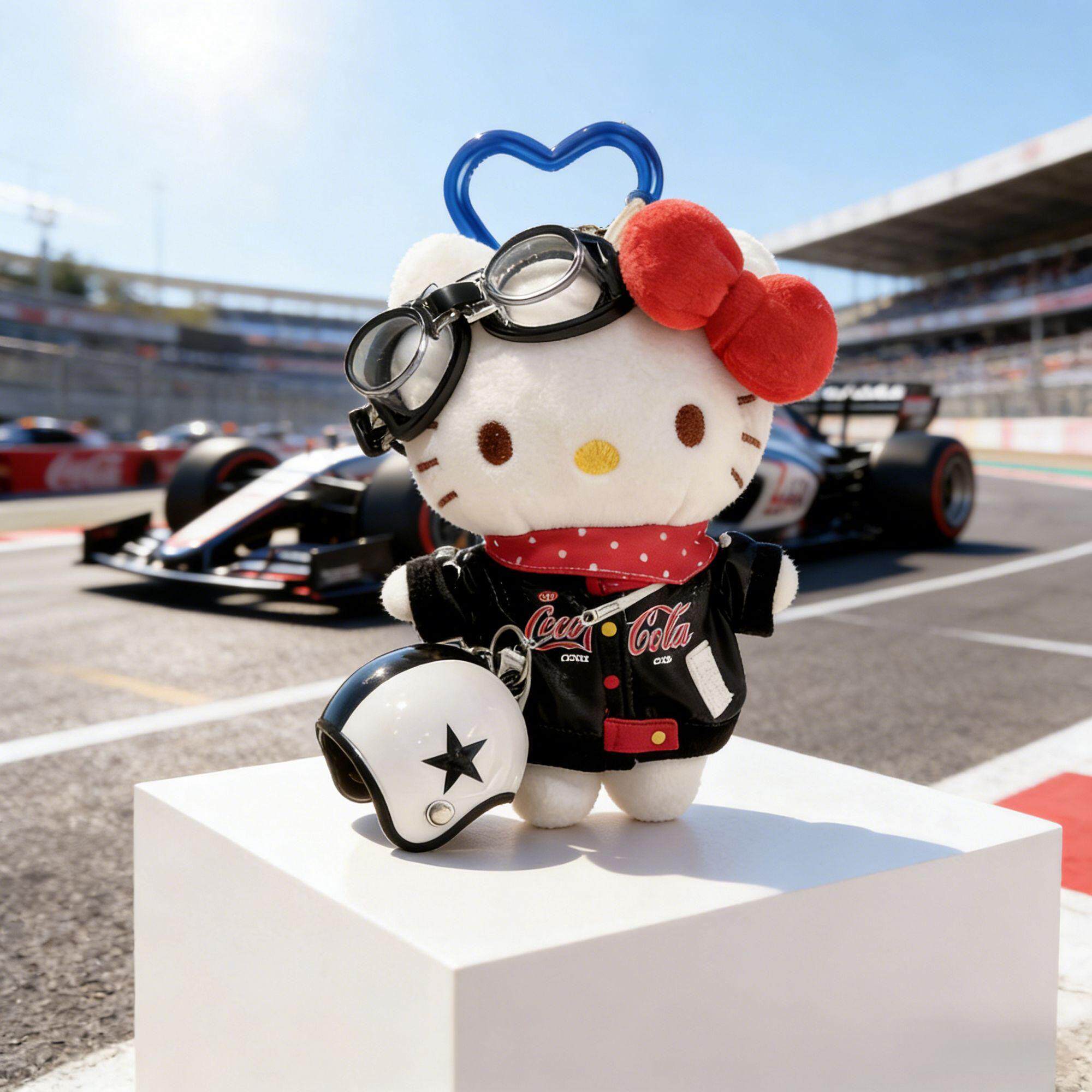 正版机车风helloKitty包包挂件可爱毛绒包挂饰卡通玩偶钥匙扣摆件