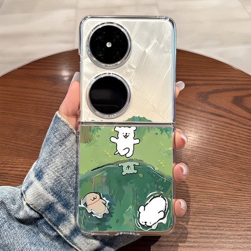 适用华为pocket2手机壳p50pockets透明折叠防摔女生novaflip可爱士vivo xflip硬式外壳OPPO Find N3 Flip n2
