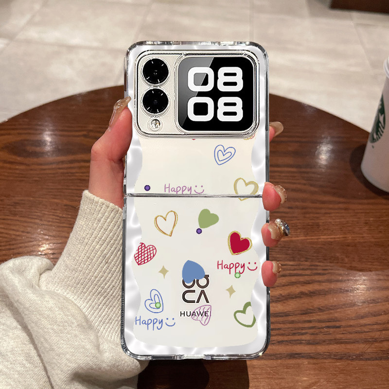 适用华为nova Flip手机壳新款novaFlip折叠屏huawei超薄透明白色闪钻爱心全包防摔男女款硬壳保护套