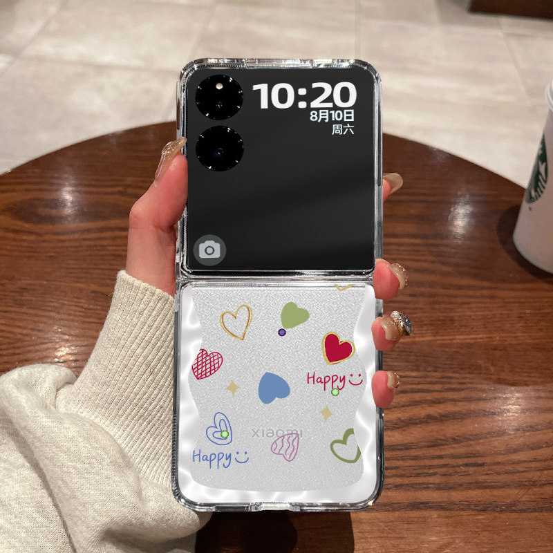 适用小米mixflip2手机壳mixflip新款MIX Flip2折叠屏xiaomi超薄透明白色爱心全包防摔高级男女款硬壳保护套