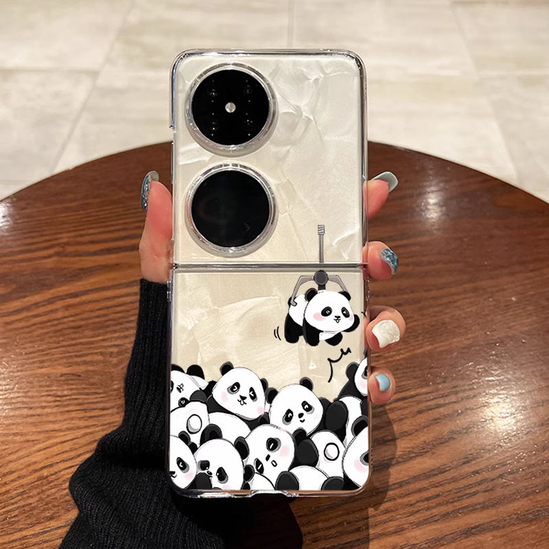 适用华为pocket2手机壳抓娃娃熊猫p50pocket新款折叠保护套pockets透明高级感外壳女款超薄全包防摔可爱卡通