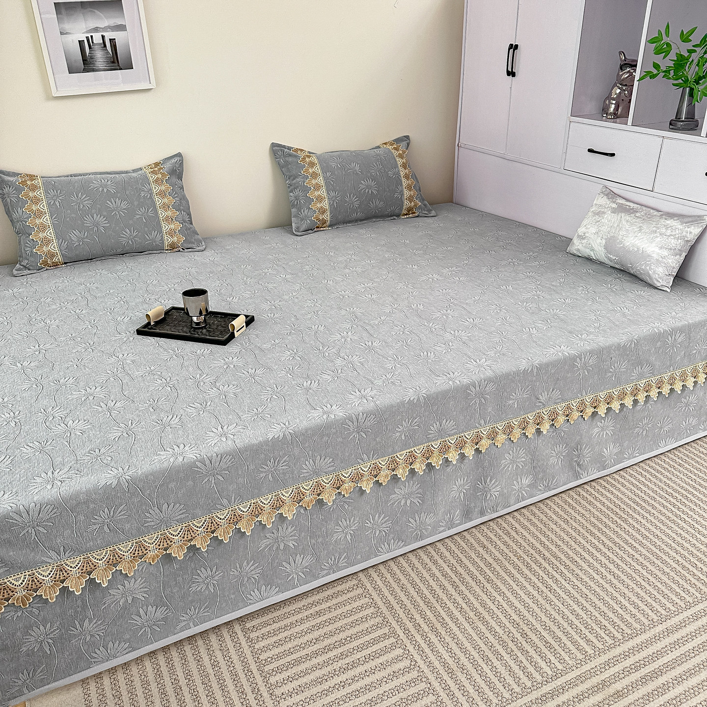 可定制高端纯色雪尼尔榻榻米的专用床盖床单大尺寸大炕盖床单防滑,床上用品,床盖,淘宝优惠券,粉丝福利购,淘宝优惠卷