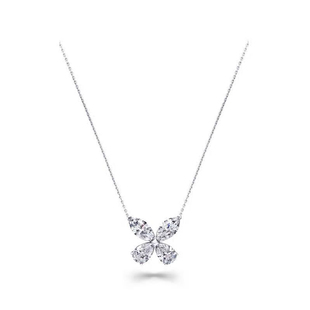 18K钻石项链女款蝴蝶吊坠铂金Pt950人工培育钻石套链锁骨套链调节