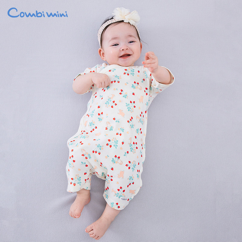 【新生儿礼物】康贝Combi mini春夏新款婴幼童纯棉短袖爬爬服
