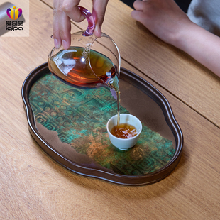 爱奇葩iqipa 新款中式茶托盘高端防水茶盘家用收纳盘干泡小茶盘垫