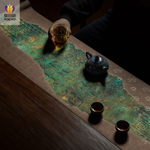 爱奇葩 原创青溯中式茶席垫子茶台桌布高端防水桌旗茶几茶桌垫布