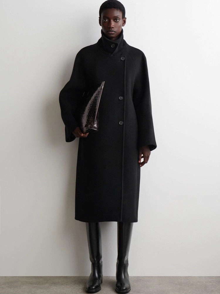 CS Women's wear   easy Plate type quiet Extravagant wind wool blend  overcoat black 2025 autumn New products 1245359003