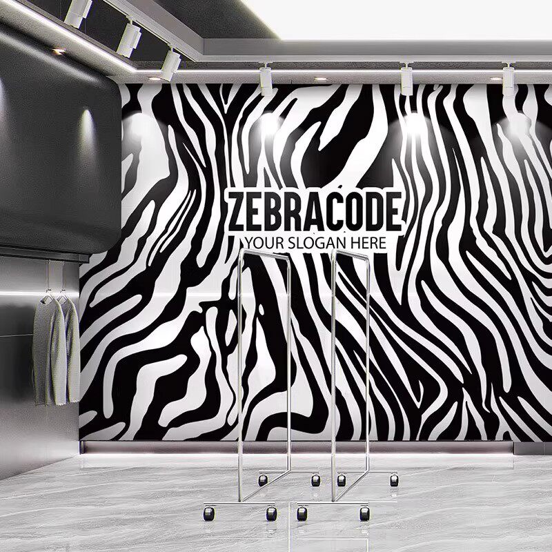 现代个性8D艺术壁画斑马条纹墙纸