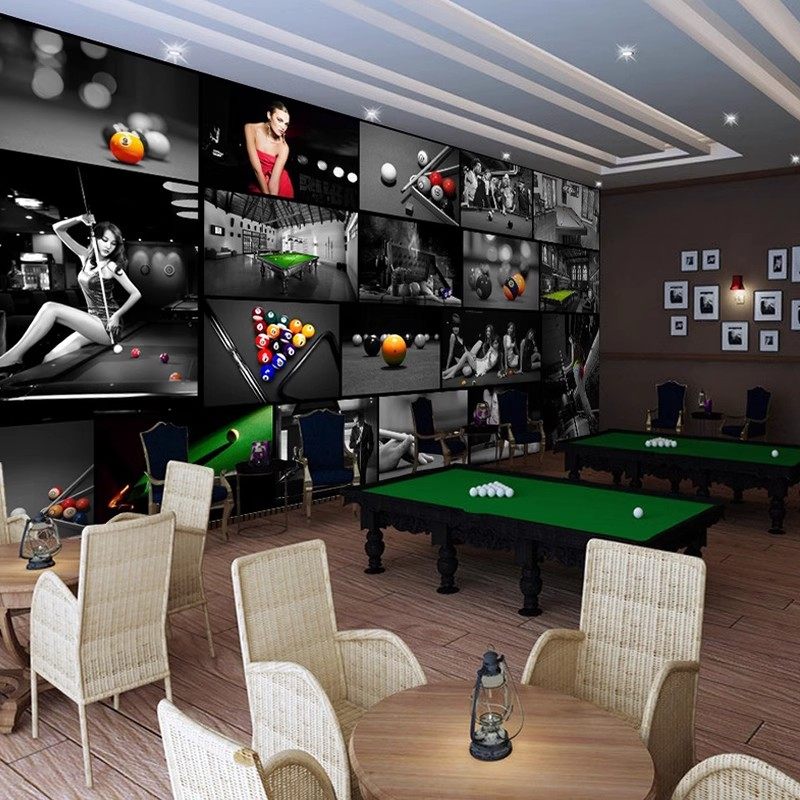 台球厅桌球室台球室娱乐健身房背景墙纸定制壁纸3D立体壁画墙布,家装主材,定制壁画,淘宝优惠券,粉丝福利购,淘宝优惠卷