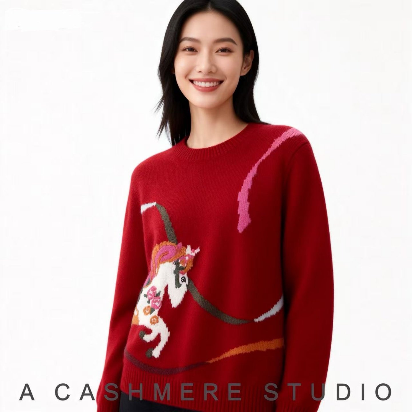 祥呈霞100%羊绒衫新年限定卡通提花女圆领套头针织衫长袖毛衣,女装/女士精品,羊绒衫,淘宝优惠券,粉丝福利购,淘宝优惠卷