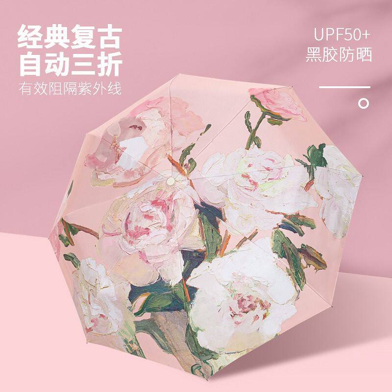 全自动晴雨伞卡通玉桂狗太阳伞防晒防紫外线折叠女可爱遮阳伞
